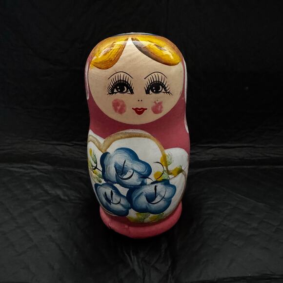 VTG Hand-painted Matryoshka Russian Wood Nesting Dolls Set of 5 - Picture 2 of 15